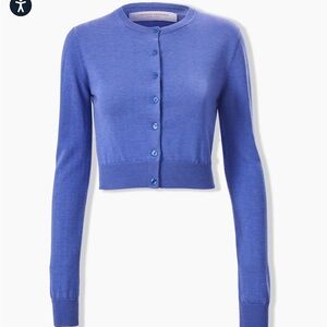 Carolina Herrera Silk-Blend Cropped Cardigan In Delphinium Women's Size M Read